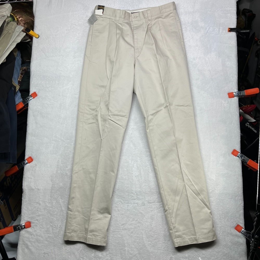Cherokee Ultimate Dress Pants Men's‎ Khaki Pleated Pockets Formal 34X36 - NWT